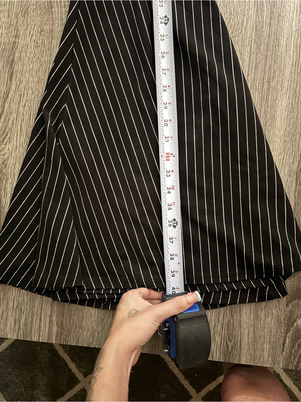 Avenue Black and White Pinstripe Pants - Picture 6 of 7